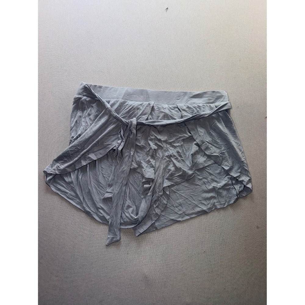 Adore Me Wrap Front Shorts Womens L Gray Good Tie Waist Draped Rayon Overlay